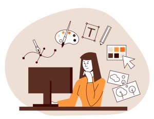 Web designer, illustrator at work.